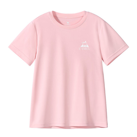 骆驼短袖儿童男童速干衣服2025新款中大女童夏季透气纯色T恤童装