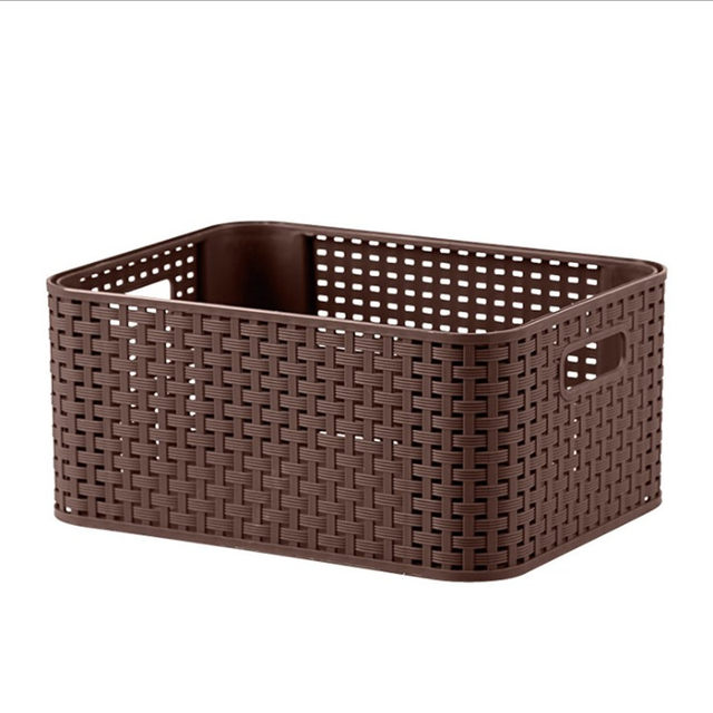 Desktop storage basket plastic frame imitation rattan weaving
