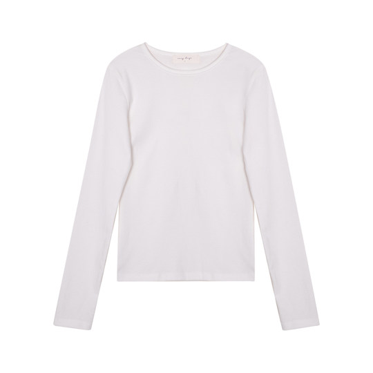 Cozydays white base shirt long-sleeved T-shirt for women in autumn and winter new style with round neck thickened fur top