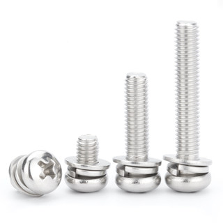 Round cross three combination screws