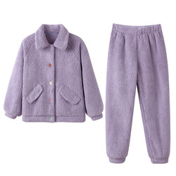 Jingyun Coral Fleece Pajamas ແມ່ຍິງລະດູຫນາວ 2022 ຄູ່ຜົວເມຍໃຫມ່ຊຸດບ້ານເຮືອນຫນາຜູ້ຊາຍ