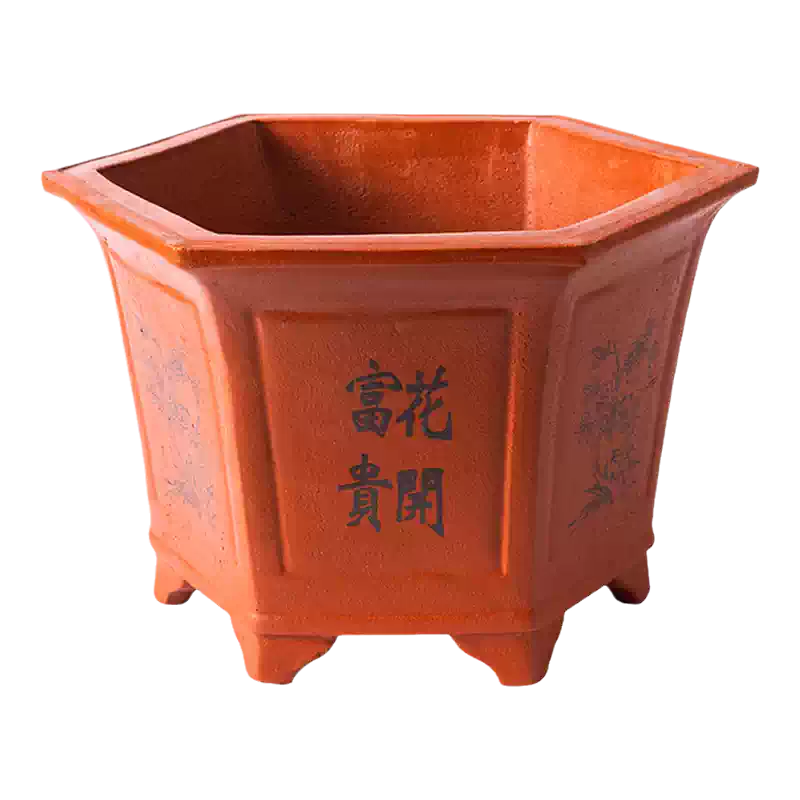六方花盆陶瓷家用紫砂盆大口径种树盆老桩盆景透气大花盆特价清仓-淘宝