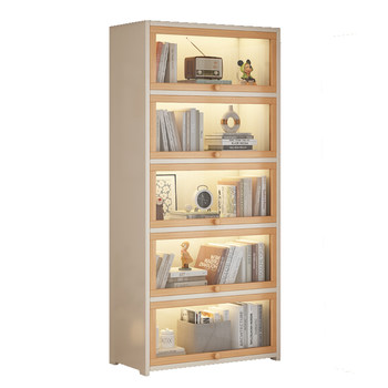 Bookshelf floor-standing storage rack integrated wall storage cabinet living room multi-layer storage display cabinet solid wood ecological board bookcase