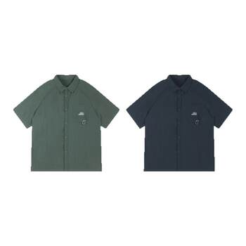 Actup trendy brand letter embroidered short-sleeved shirt for men Actup trendy brand letter embroidered short-sleeved shirt for men