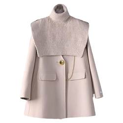 Double-sided wool coat for women 2023 new style cloak shawl removable woolen coat high-end small mid-length style