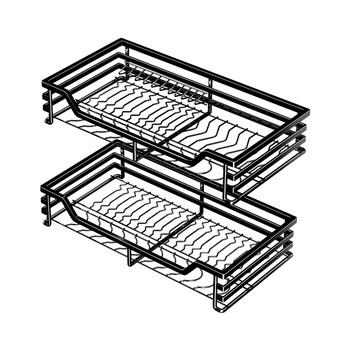 Four-science muge 304 stainless steel double-layer shallow cabinet pull basket