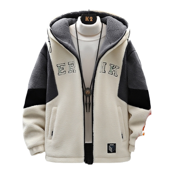 Cotton Fleece Jacket for Men, Winter Loose Fit, Trendy for Teenagers, Junior High School Students, Quilted and Thickened, Particle Fleece Men's Jacket