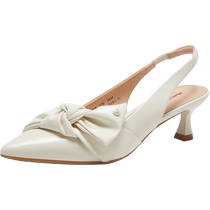 Minuet Hush Puppies Shopping Mall Model 2024 Summer New Intellectual Back Hollow Pointed Toe OL Womens Leather Sandals Q1N03BH4