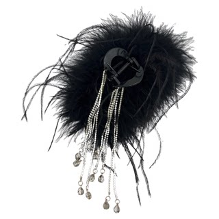 秋冬氛围感之神~紫色羽毛流苏水钻抓夹高级感洋气鲨鱼夹旅行发卡