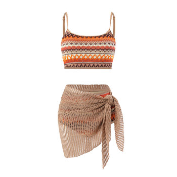 Women's swimsuit 2025 high-end new bikini seaside vacation three-piece high-waisted women's split swimsuit