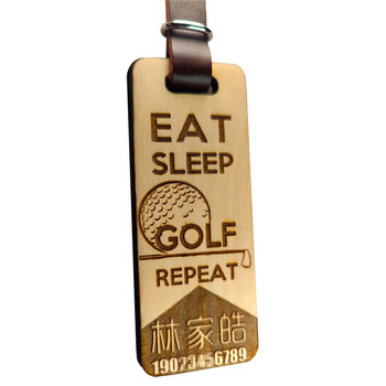 Golf Bag Name Tag Custom Engraved ໄມ້ Golf Bag Name Tag Ending Supplies Golf Tag