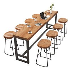 바 테이블 원목 벽걸이 발코니 캐주얼 바 테이블 카페 디저트 밀크티 숍 상업용 하이 테이블과 의자 조합