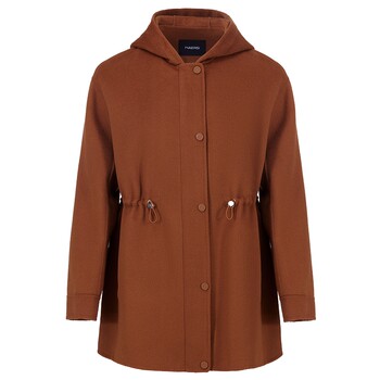 Naersi sheep woolen warm jacket hooded drawstring waist slimming 2025 winter new style