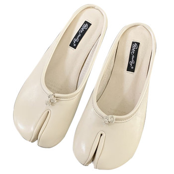 Flat-soled niche Baotou half-slippers women's shoes for outer wear 2024 new summer split-toe pig's trotters shoes half-cup single shoes