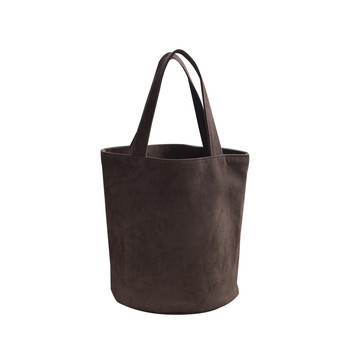 Retro literary brown bucket bag handbag