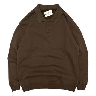 French retro long sleeve polo shirt men's cotton fleece