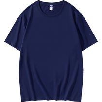 Heavyweight round neck work clothes T-shirt custom printed LOGO summer work clothes short-sleeved loose cultural shirt custom made pure cotton