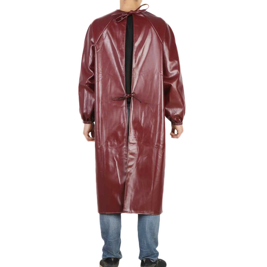 皮革罩衣围裙长袖工作服防水放油加厚反穿衣大人倒背男女劳保干活