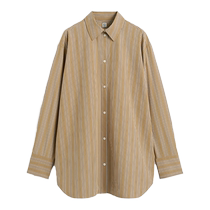 TOTEME Womens Dress 24 Spring Summer New Charred Color Collage Casual Fine Striped Profile Shirt