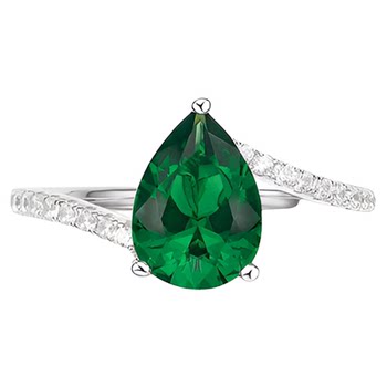 Classic and simple summer limited edition water drop synthetic simulated emerald women's ring. silver and gold plated