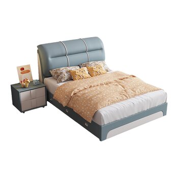 Children's soft bed is simple and modern 1.2m single leather bed bedroom small apartment 1.35m boy and girl double bed