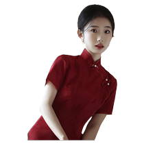 Examen dentrée du collège qipao qipao 2024 nouveau drapeau dété ouvert pour gagner une mère rouge toast robe de mariée bouse dengagement femme