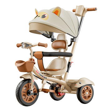 A dual-purpose push-rider tricycle with multiple uses