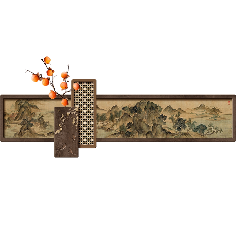 宋代美学客厅装饰画灯画立体砂岩画沙发背景墙挂画高级感国风壁画