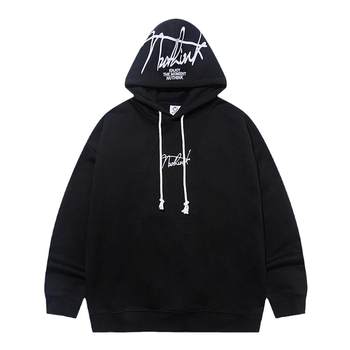 Nuthink American trendy brandy heavy embroidered letter hooded sweatshirt for men, trendy spring loose coat couples for women