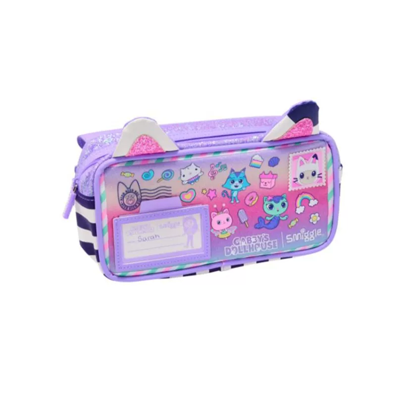 Fuchsia universal pencil case for students, double-layer gift box with zipper, unicorn