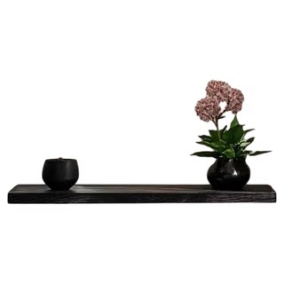 碳化纯黑色入户走廊过道装饰置物架壁挂悬浮壁炉柜收纳一字板书架