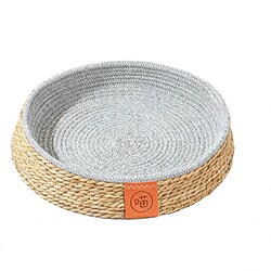 Cat Nest Made of Cattail and Cotton Rope for Sleeping in Summer, a Cooling and Heat-Relieving Tool for Summer, Suitable for All Seasons, Breathable and Comfortable