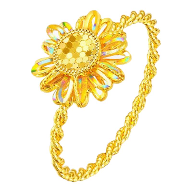 Chow Tai Sang’s Twelve Flower Gods Jointly Signed | Gold Ring Women’s Foot Gold Sunflower Sunflower Bracelet as a Gift for Your Girlfriend