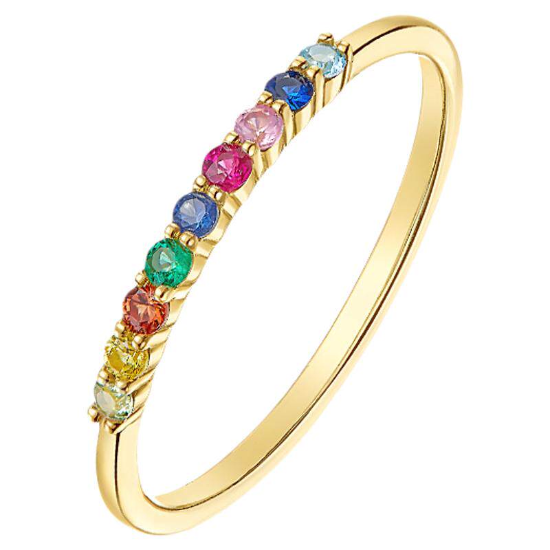 ILCO Youke small colored stone rainbow gemstone natural 9K gold sapphire colored gemstone tourmaline ring small row of rings for women