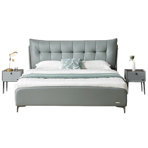 (Brand flash sale) Quanyou Home Modern Simple Bedroom Light Luxury 1.8m Soft Packed Leather Puff Bed 116001