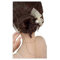 Pearl bow hairpin~U-shaped hairpin for women high-end hairpin for the back of the head simple mesh ball hairpin hairpin