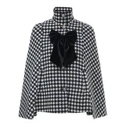 MAXRIENY retro houndstooth coat autumn and winter woolen coat woolen windbreaker cape design