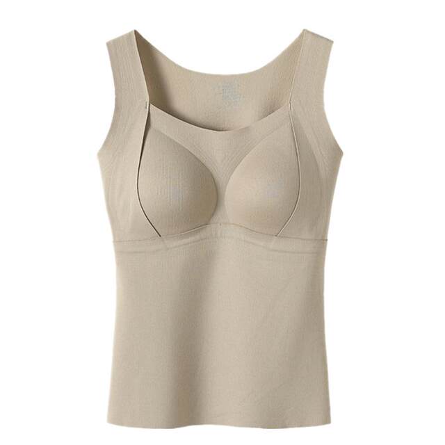 Warm suspender vest for women with breast pads without wearing bra