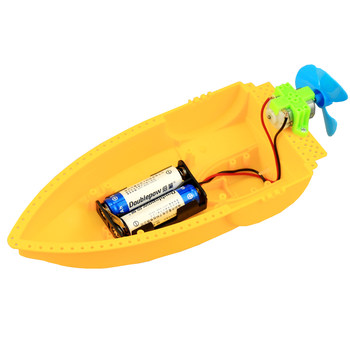 Science and Technology Small Project DIY Handmade Electric Wind-Powered Boat Science Class Experiment Homework Air Paddle-Powered Boat 200 Grams