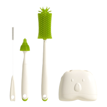 Haigen Silicone Bottle Brush Cleaning Brush Set Newborn Baby Special Cleaning Portable Long-handled Silicone Nipple Brush