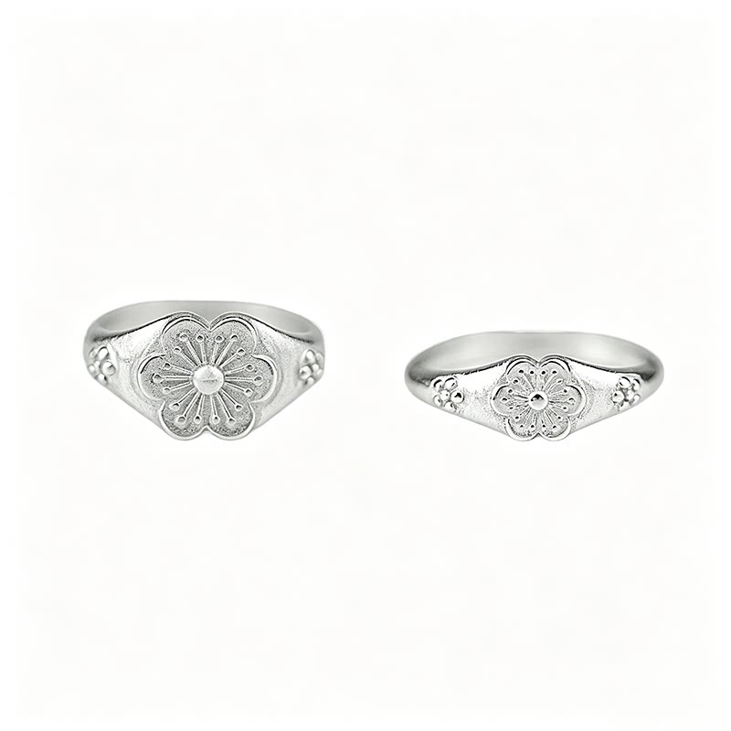 999 sterling silver plum blossom ring Republic of China Chinese style tail ring
