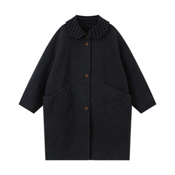 Pudding haru winter girls children's clothing jacket 2025 autumn and winter new children's long reversible woolen coat