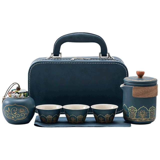 Travel tea set portable quick customer one pot and three cups