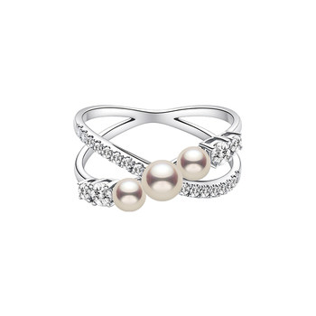 Helas hera freshwater pearl ring 14k gold diamond