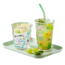 Jianxi food grade glass cup childrens drinking cup female cute household high temperature resistant breakfast milk coffee cup