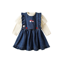 Fanhunting Girls Denim Suit Autumn Clothes 2024 New Childrens Style Clothes Baby Casual Three-piece Set Spring and Autumn Trend