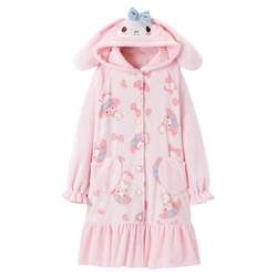 Leting Melody winter cute nightgown coral velvet autumn and winter bathrobe women's flannel new pajamas home clothes