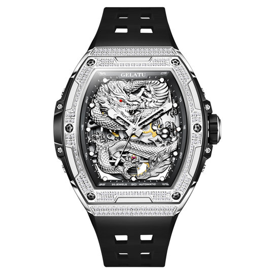 Officially Certified Mechanical Silver Dragon Men's Mechanical Watch