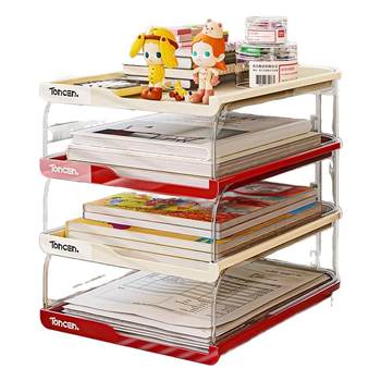 Desk storage shelf file shelf book a4 paper learning and sorting box student bookshelf transparent desktop storage box