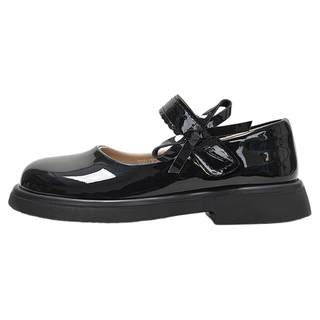 Huili children's girls black princess shoes performance shoes